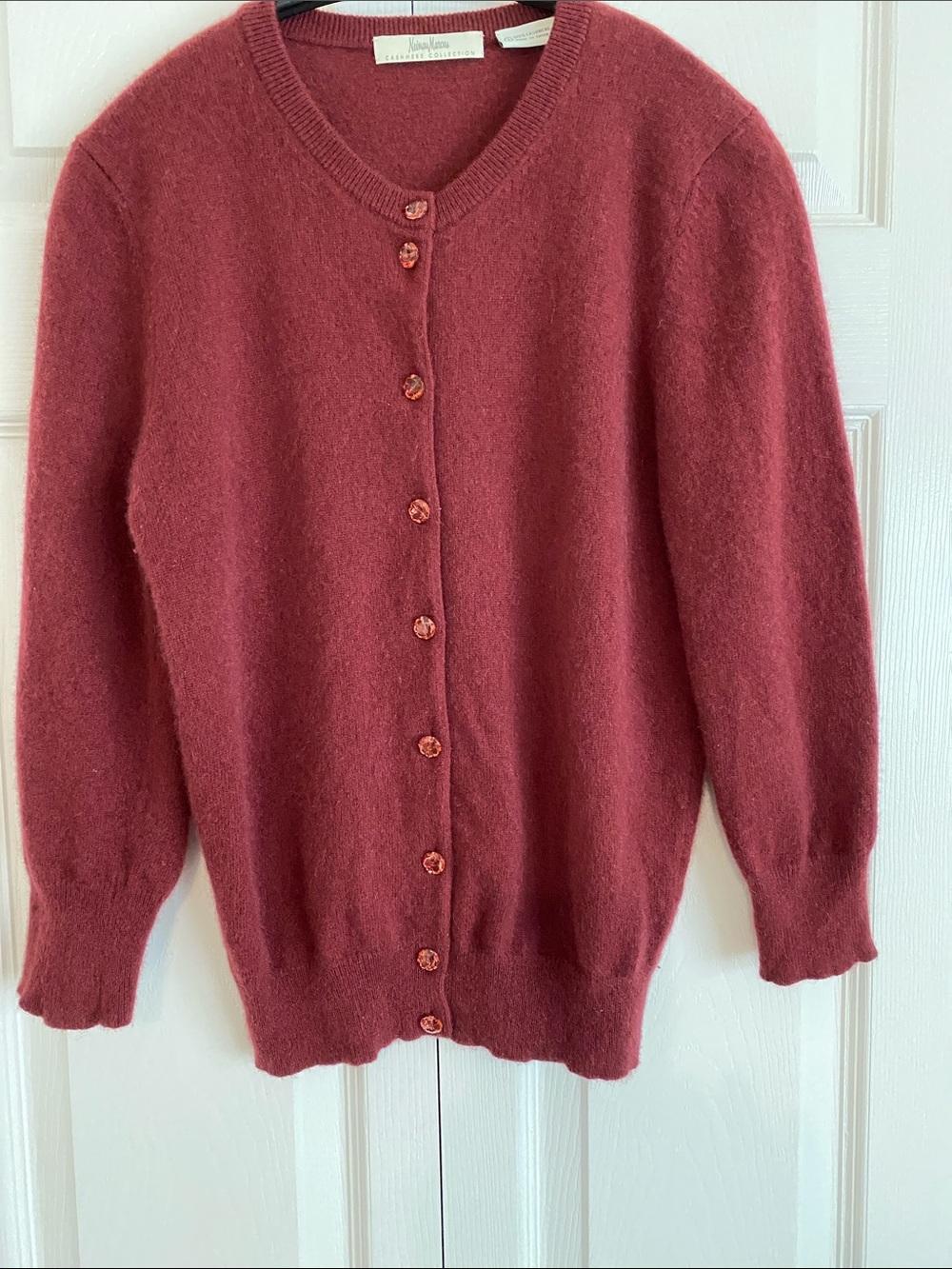 Neiman Marcus Rosewood Button-Front Cashmere Blend Cardigan